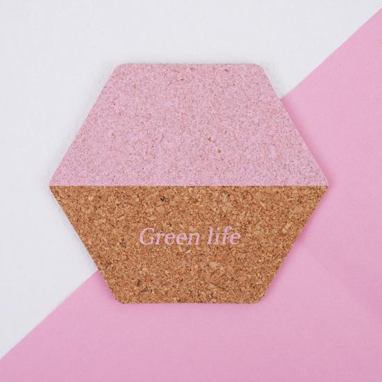 Cork PU hexagon cup mat