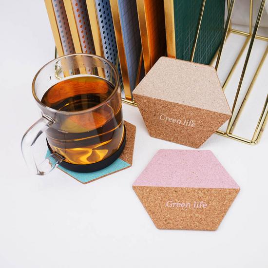 Cork PU hexagon cup mat